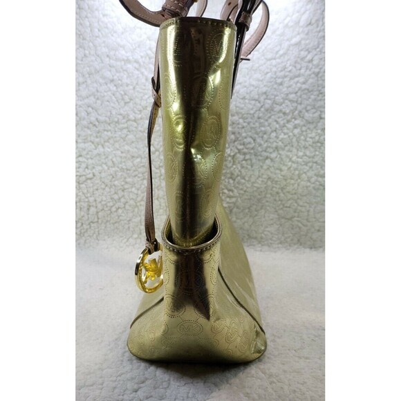 MICHAEL MICHAEL KORS GOLD EMBOSSED DESIGNER MIRROR AS IS TOTE1254795 - Picture 4 of 12